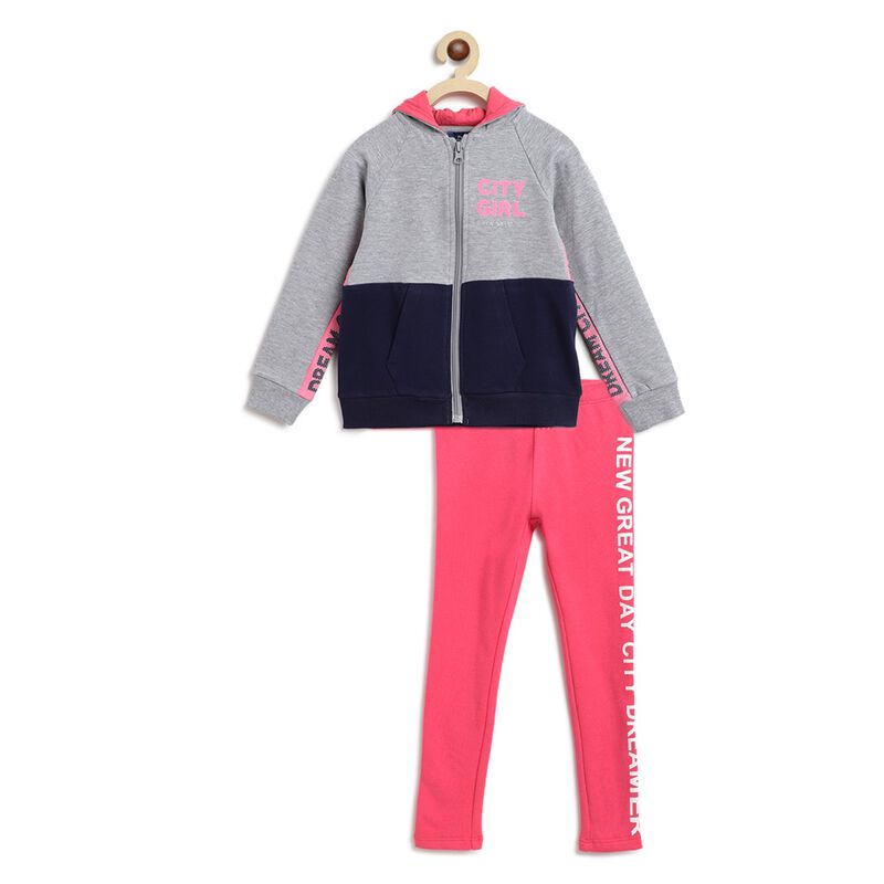 Front Opening Tracksuit With Hood (2Pc) image number null